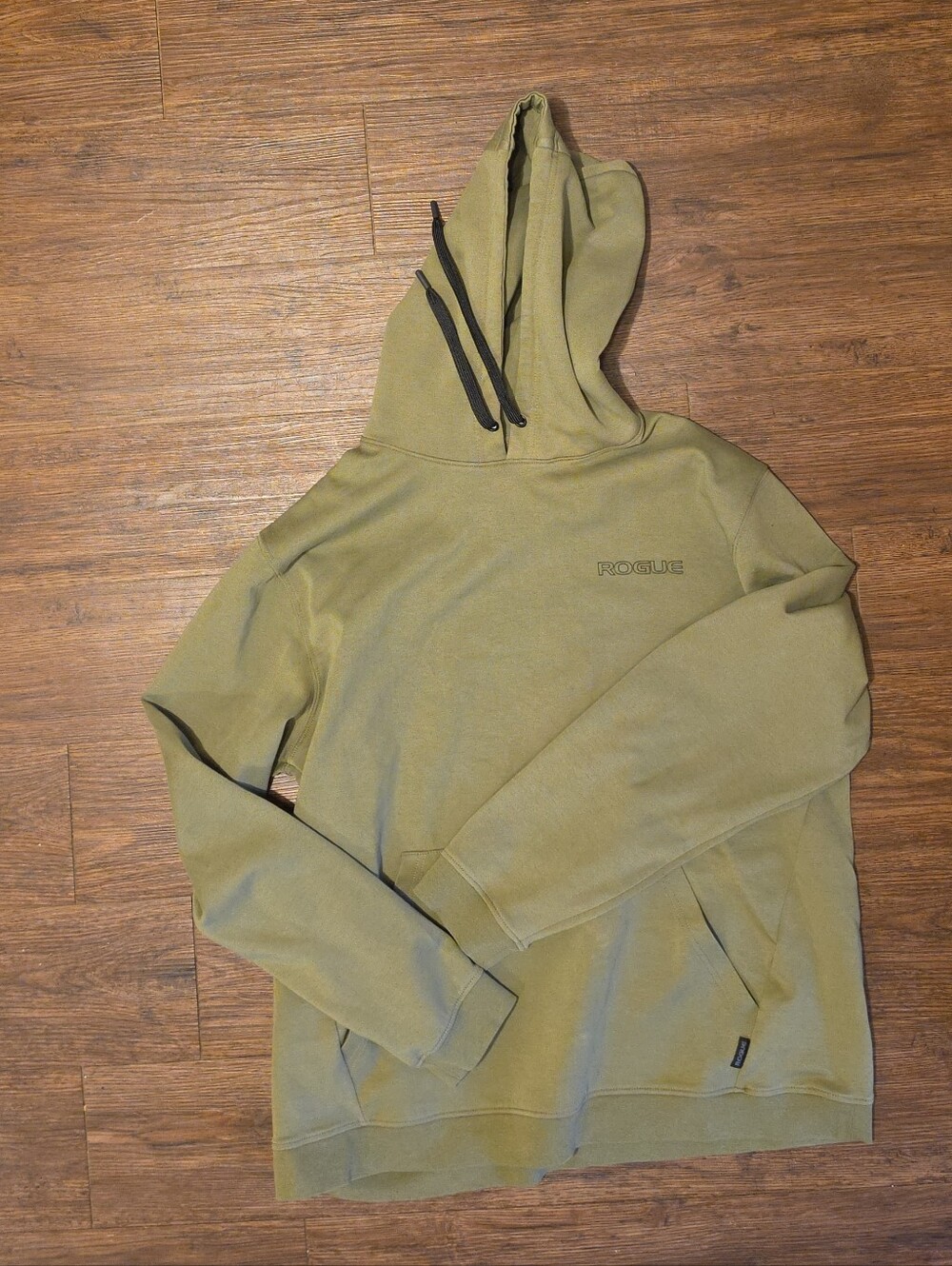 Rogue Olive Crewneck Hoodie with Black Drawstrings